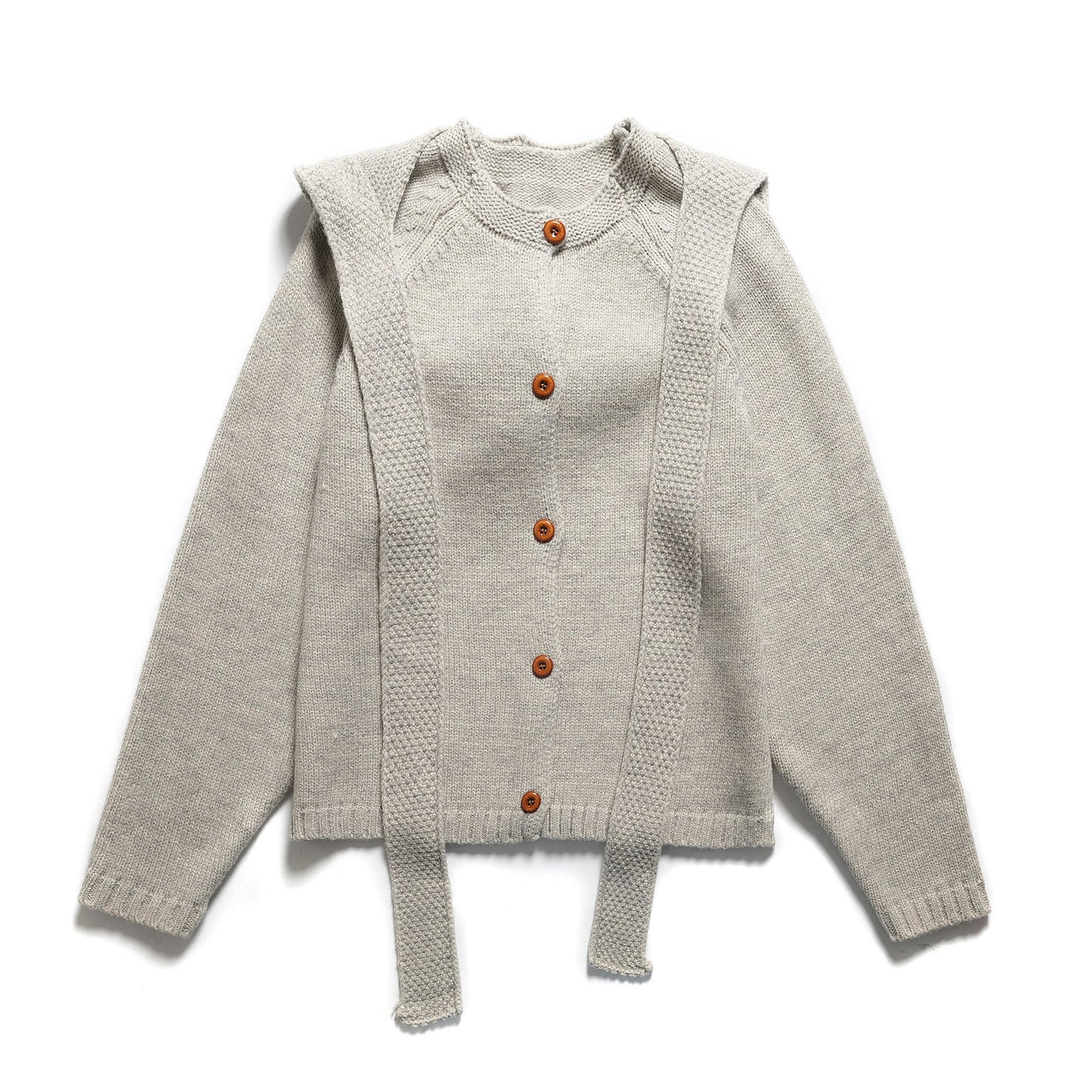 Button solid color sweater two-piece set