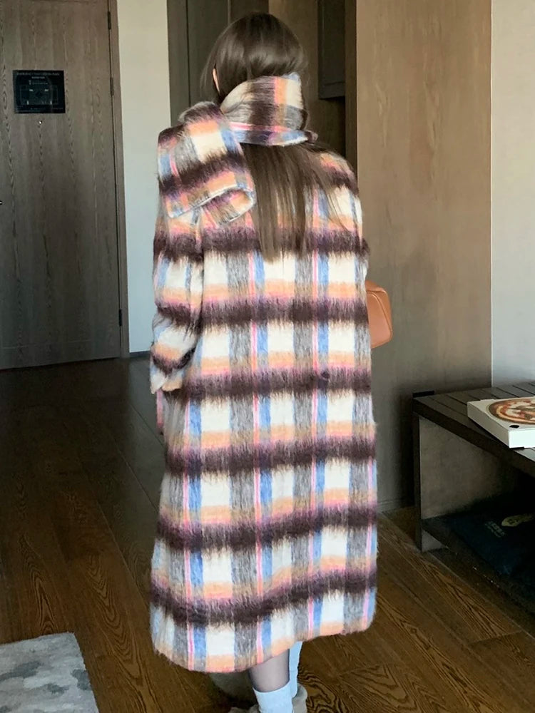 Loose Fit Brown Big Size Long Thick Coat