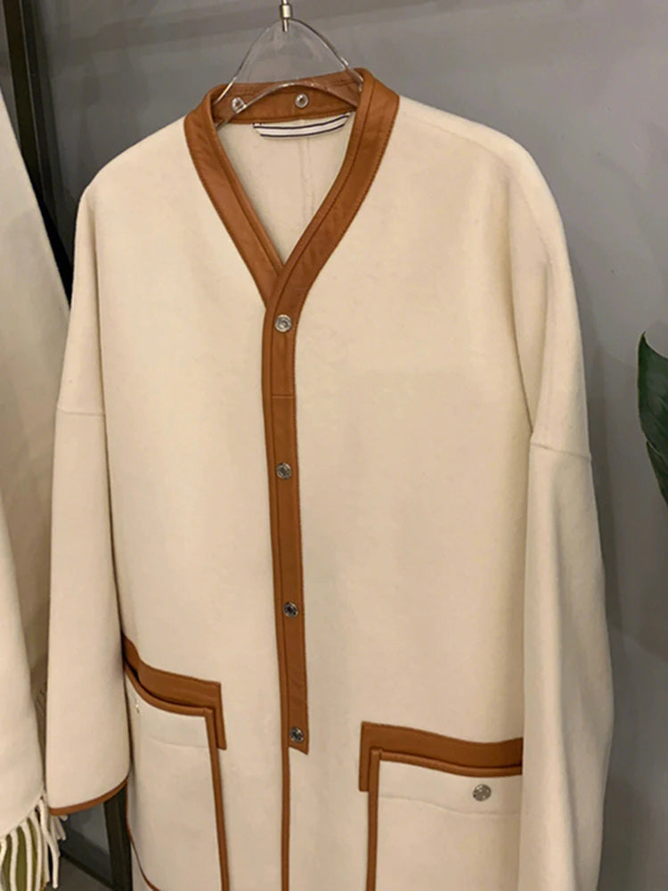 Mid Length Casual Contrast Coat Clothes