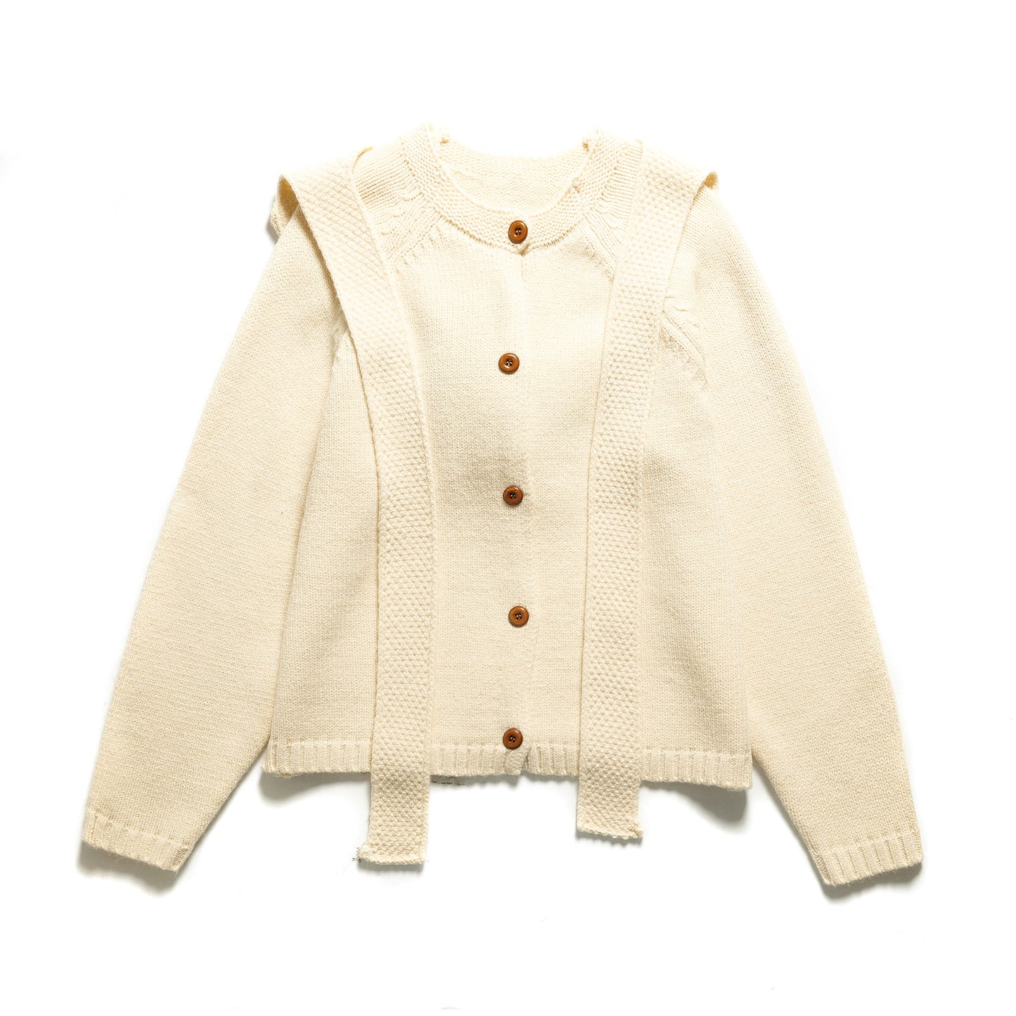 Button solid color sweater two-piece set