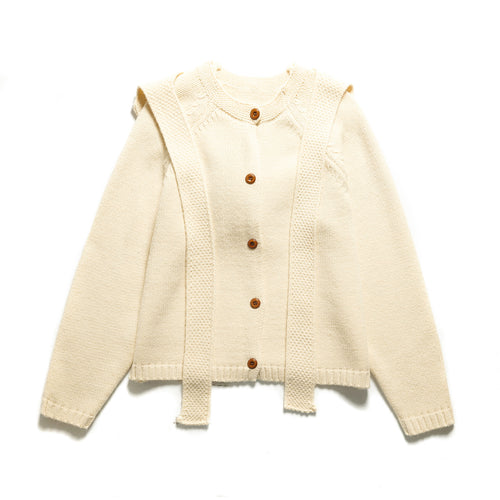 Button solid color sweater two-piece set