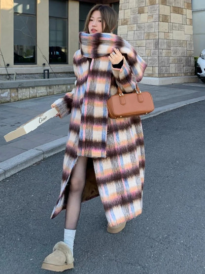 Loose Fit Brown Big Size Long Thick Coat