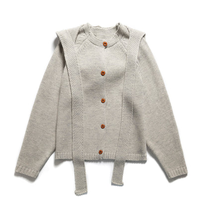 Button solid color sweater two-piece set