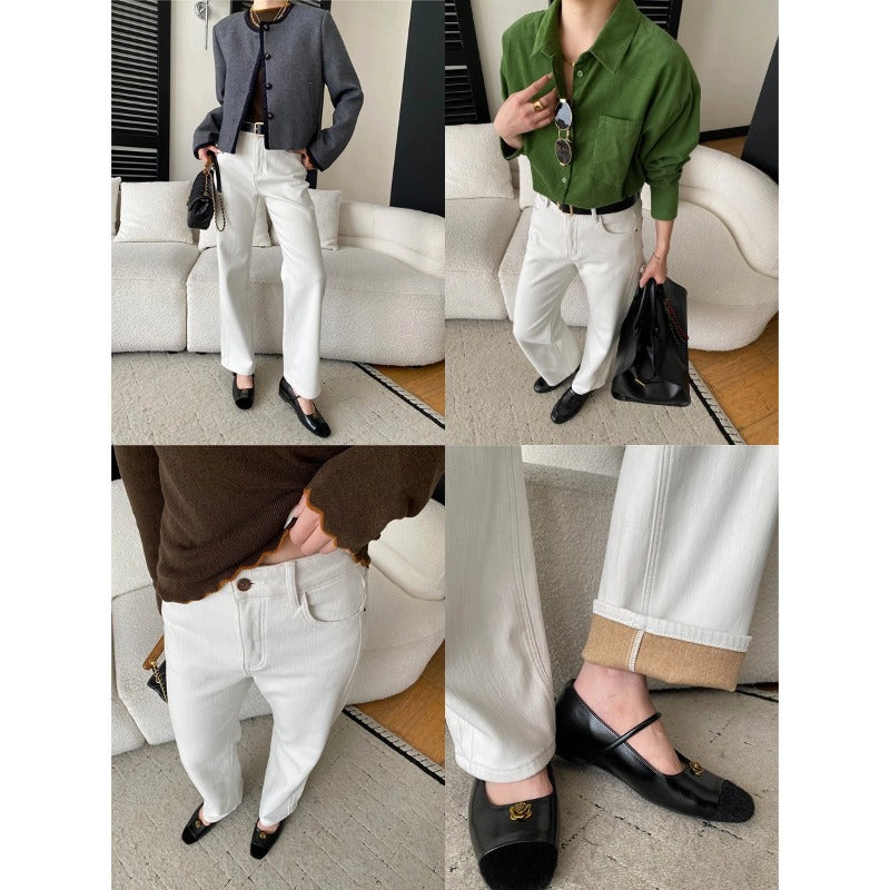 High Waist Slim Straight Leg Jeans