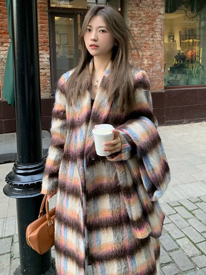 Loose Fit Brown Big Size Long Thick Coat