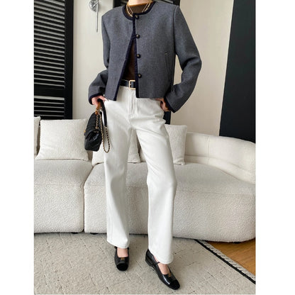 High Waist Slim Straight Leg Jeans