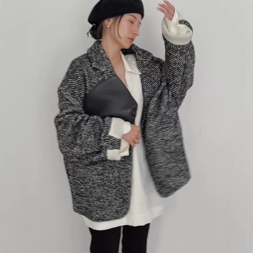 autumn and winter casual lapel coat