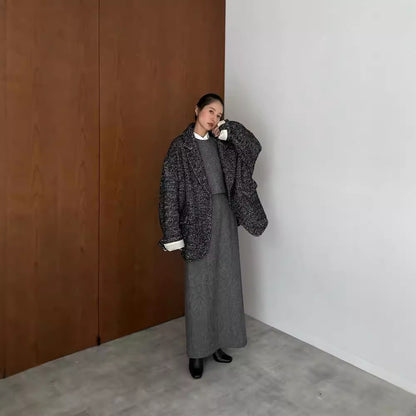 autumn and winter casual lapel coat