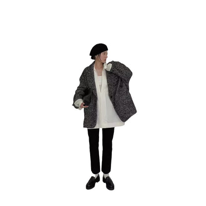 autumn and winter casual lapel coat