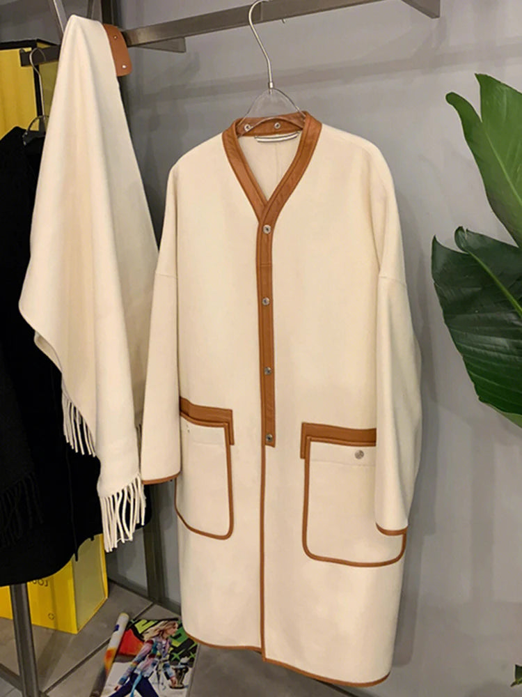 Mid Length Casual Contrast Coat Clothes