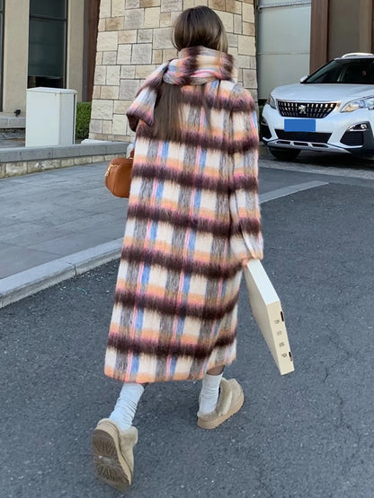 Loose Fit Brown Big Size Long Thick Coat