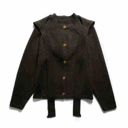 Button solid color sweater two-piece set