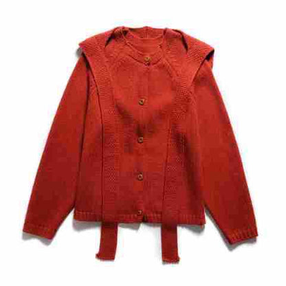 Button solid color sweater two-piece set