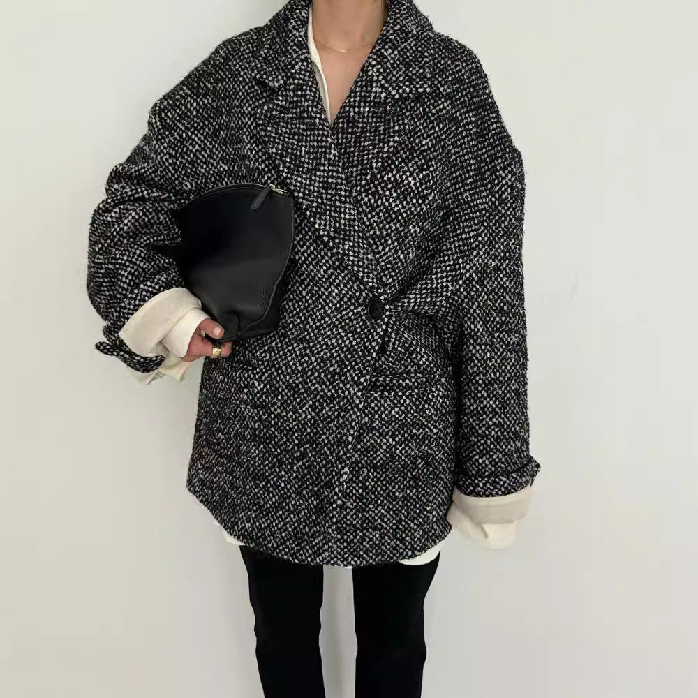 autumn and winter casual lapel coat