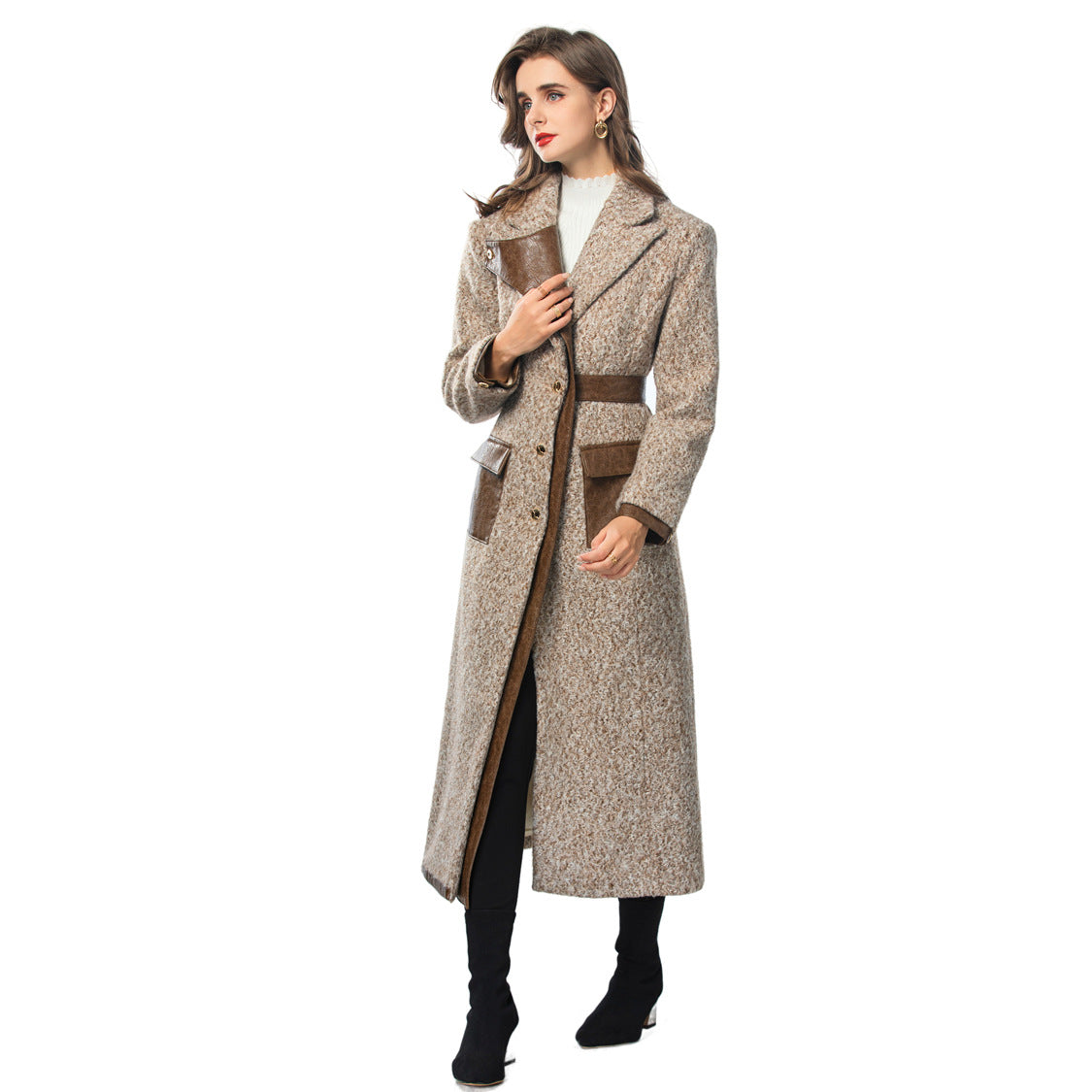 Long women's trench coat jacket