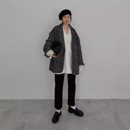 autumn and winter casual lapel coat