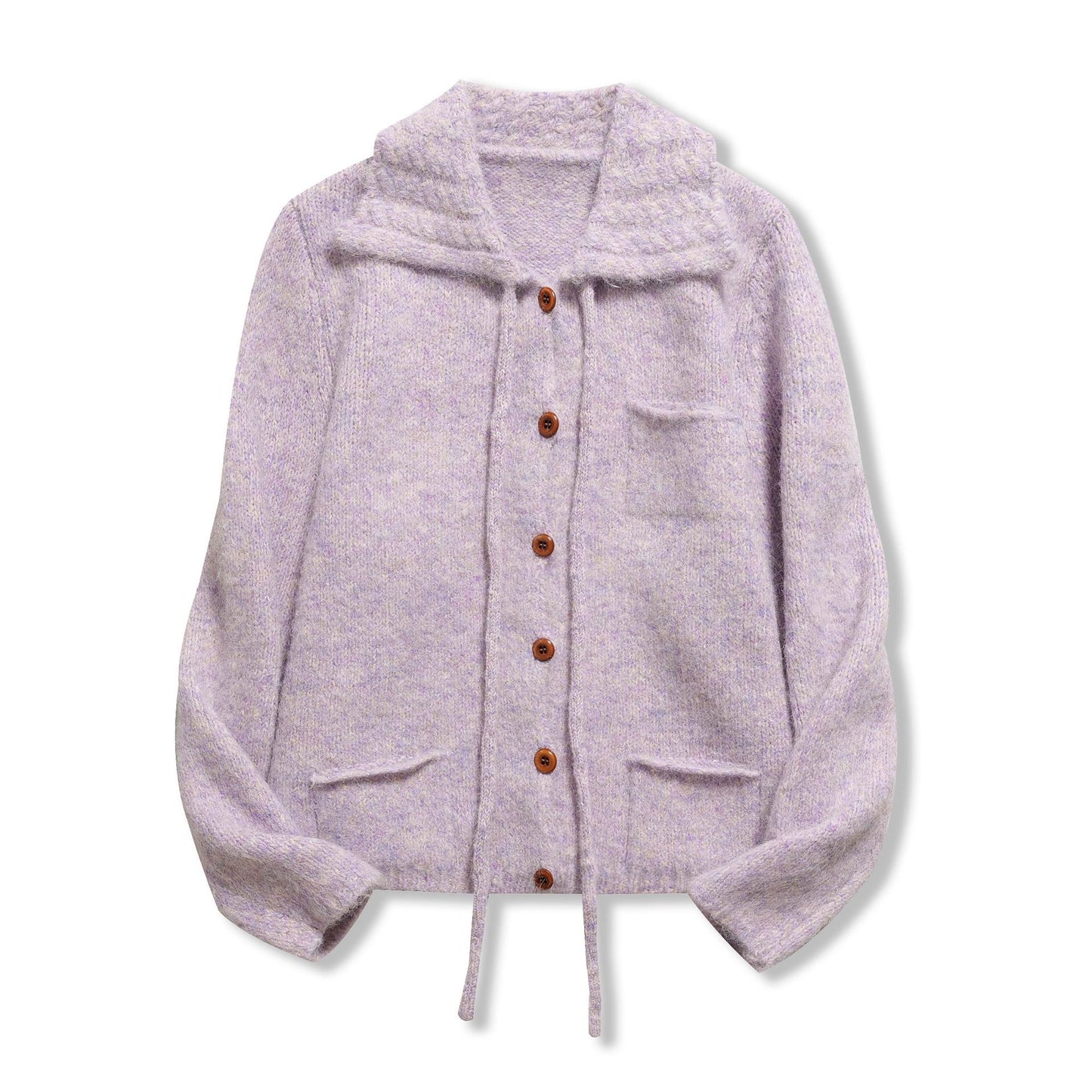 Collar tied long sleeved jacket sweater