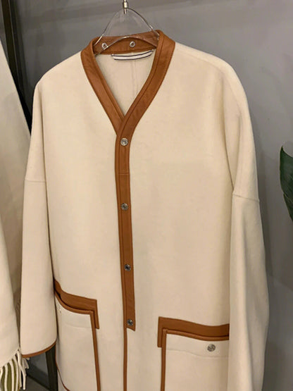 Mid Length Casual Contrast Coat Clothes