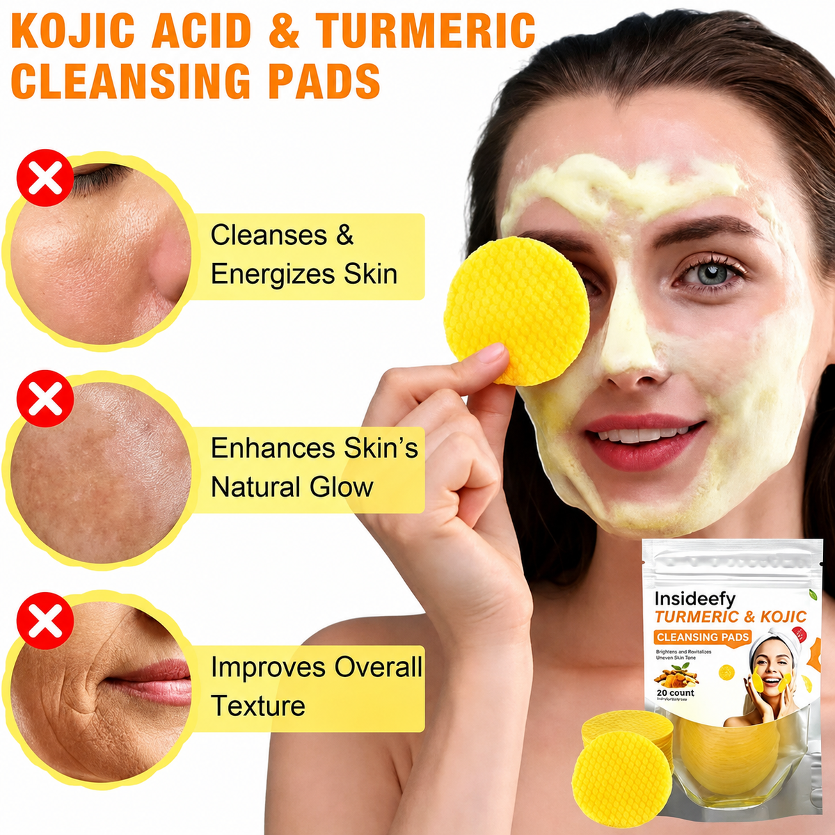 Insideefy® Turmeric Kojic Acid Cleansing Pads