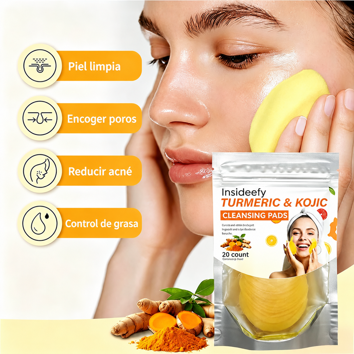 Insideefy® Turmeric Kojic Acid Cleansing Pads