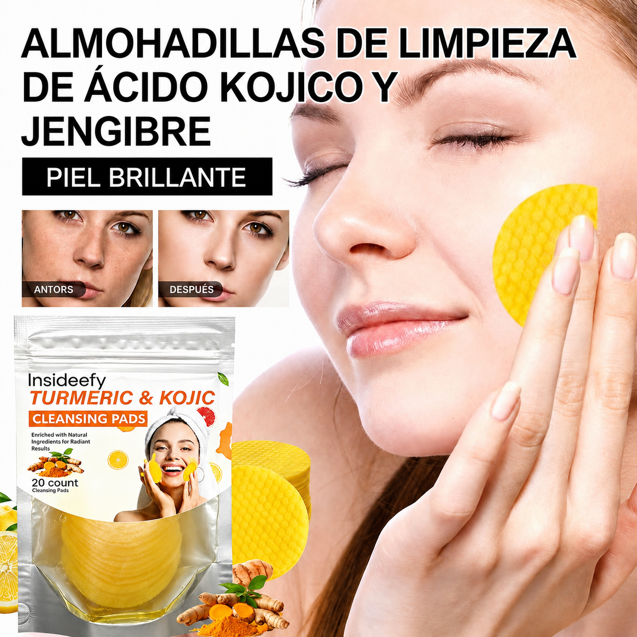 Insideefy® Turmeric Kojic Acid Cleansing Pads