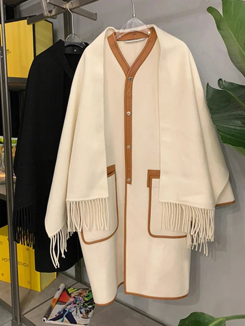 Mid Length Casual Contrast Coat Clothes